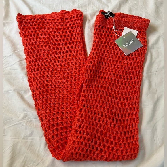 SOLD NEW Orange Crochet Festival Pants - Picture 2 of 5